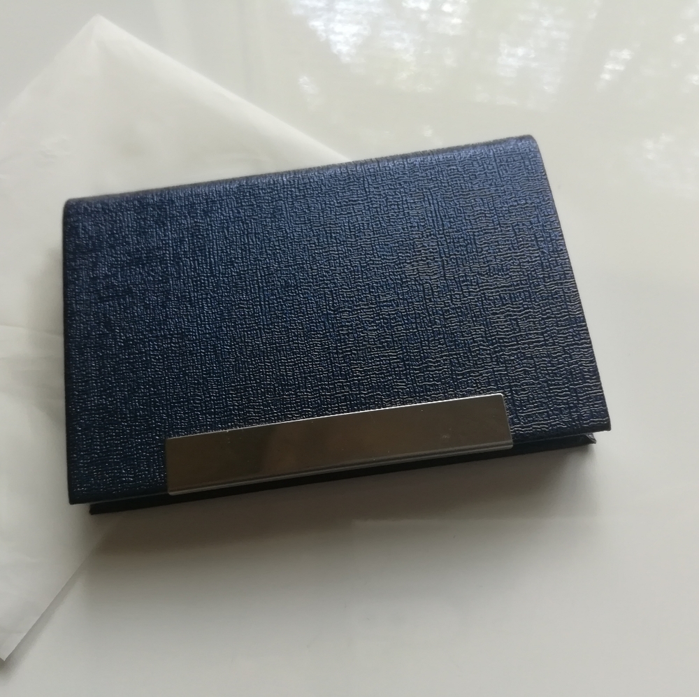NEW Metal Wallet Business Card Case Blue